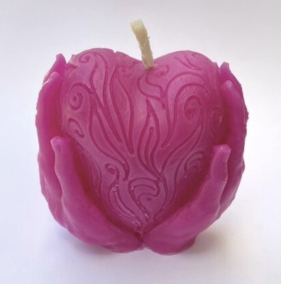 Mehiläisvahakynttilä sydän- Pinkki 2  - 8 cm x 8 cm