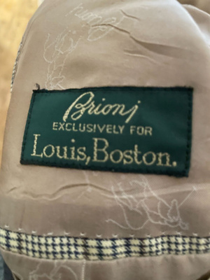 Brioni pikkutakki, Made in Italy, glencheck, Louis Boston