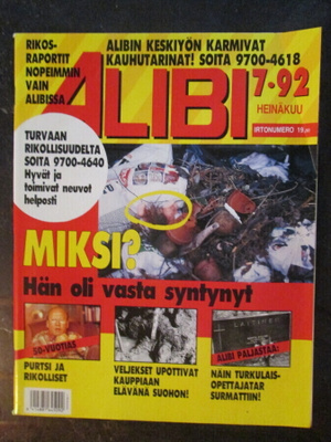 ALIBI LEHTI 7 / 1992 KATSO SISÄLTÖ KUVISTA 2 JA 3