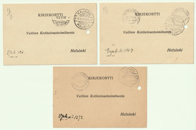 Vapaakirjeenä kulkeneita kirjekortteja vuodelta 1923