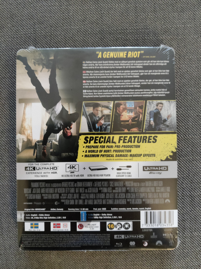 Novocaine 4k ultra hd steelbook uusi.