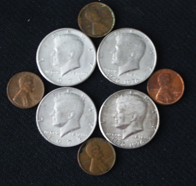 USA Half Dollar ja One cent