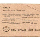 Purkkakuva Chymos AUTO-KIPPARI n:o 3 SIMCA Aronde 1300 Hardt - pikkukuva 2