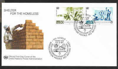 YK Genf - Kvl kunnollisen asumisen v1987 FDC  (Mic. 154-155)
