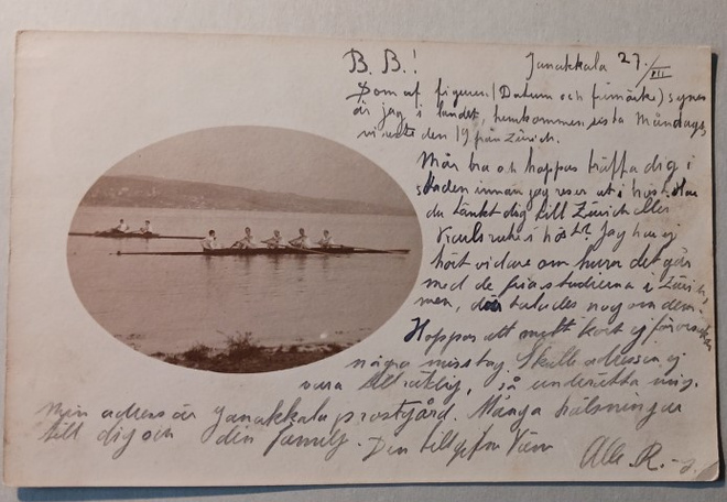 Kilpasoutajia, vanha soikiokortti, p. 1909