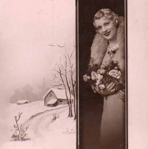 NAINEN / Viehättävä kaunotar ja talvimaisema. 1930-l.