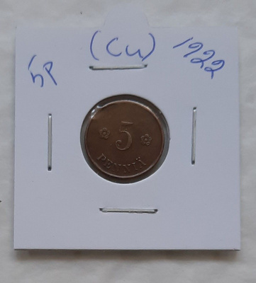 5 penniä (Cu) 1922