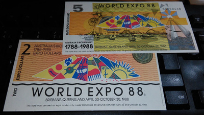 Australia EXPO 1988 2 ja 5 dollars UNC