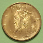 Italia 50 Lire 1931 Vittorio Emanuelo kultaraha. Harvinainen - pikkukuva 2