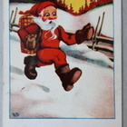 Vanha uudenvuoden kortti, v. 1952, joulupukki juoksee - pikkukuva 1