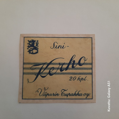 etiketti sini-kerho Viipurin tupakka oy