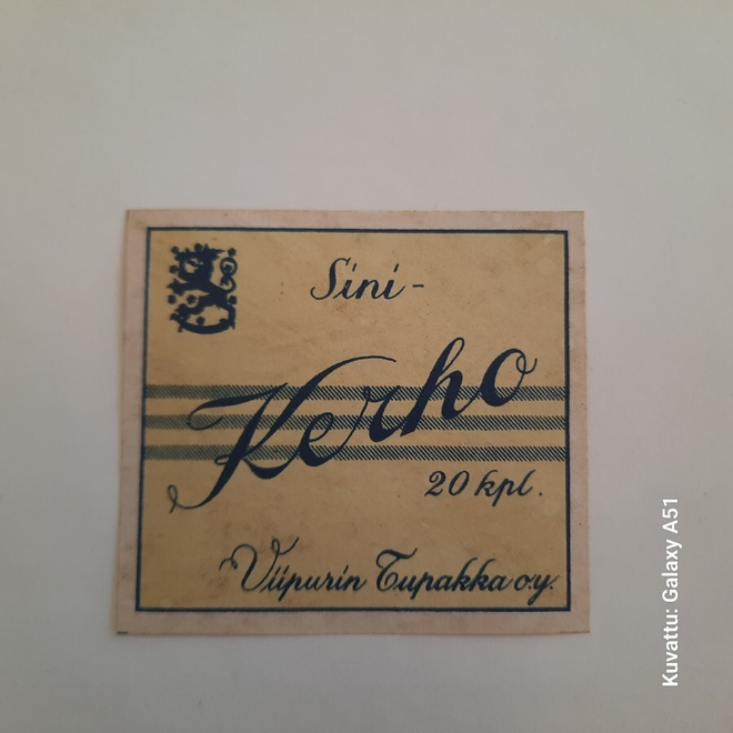etiketti sini-kerho Viipurin tupakka oy