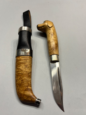 Koirapää puukko hopea heloilla