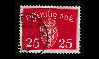 Norja 55 o Virkamerkki 25 öre pun.oranssi (1946)