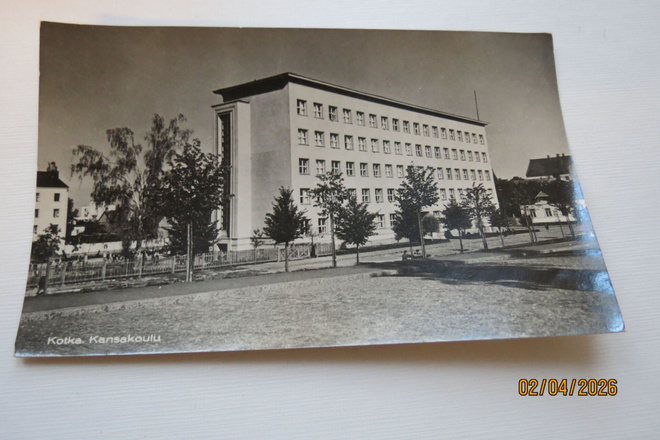 VANHA POSTIKORTTI OULU KANSAKOULU 1938 KULKENUT