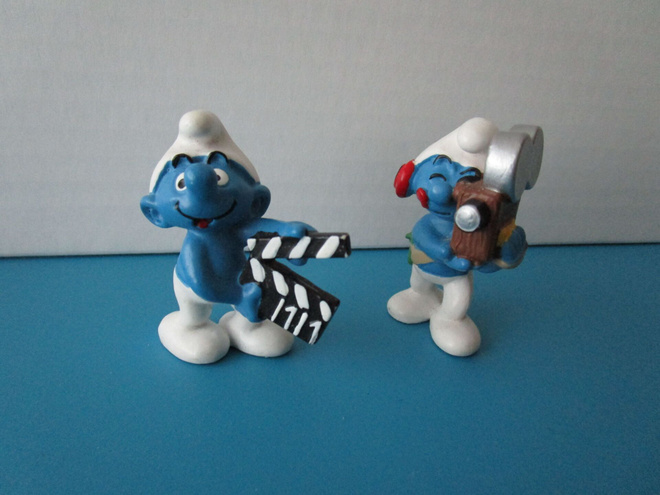 Vintage Schleich Smurffi figuurit, elokuvan tekijät, 2kpl