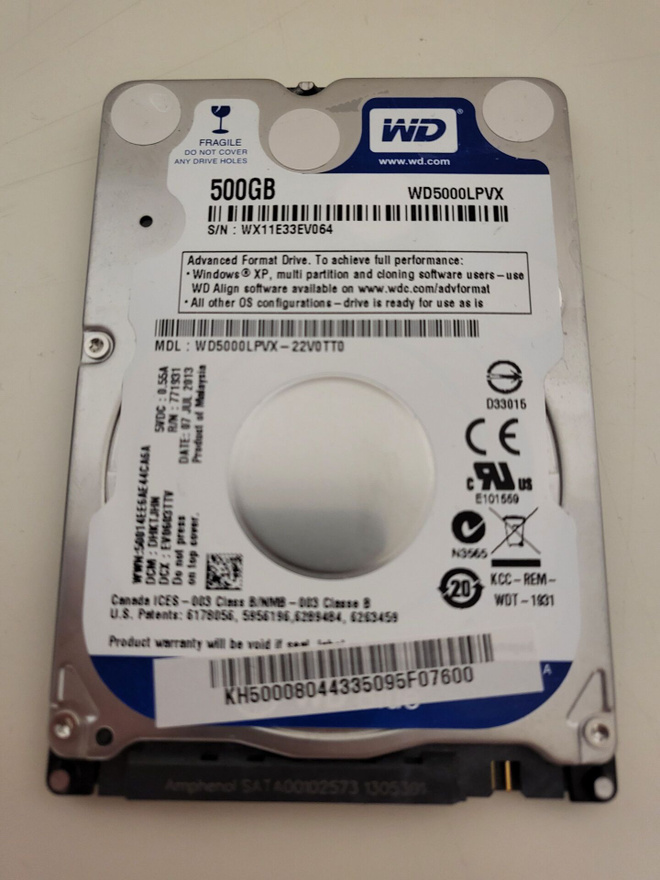 WD 2,5" 5400rpm 500GB sata kovalevy