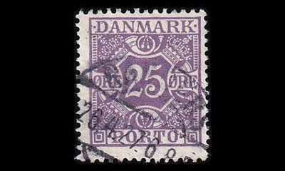 Tanska PORTO_16 o 25 öre violette tas. tausta (1921)