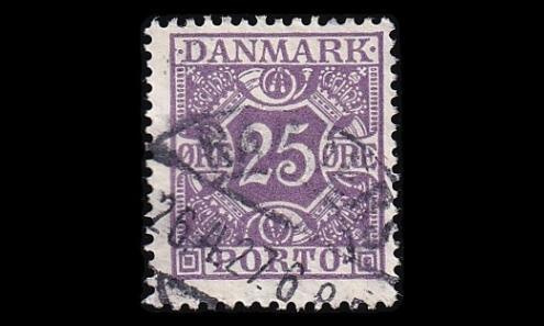 Tanska PORTO_16 o 25 öre violette tas. tausta (1921)
