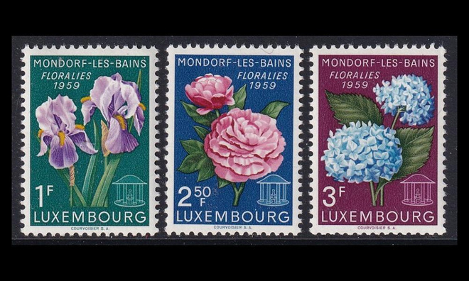 Luxemburg 606-8 ** Kukkia (1959)