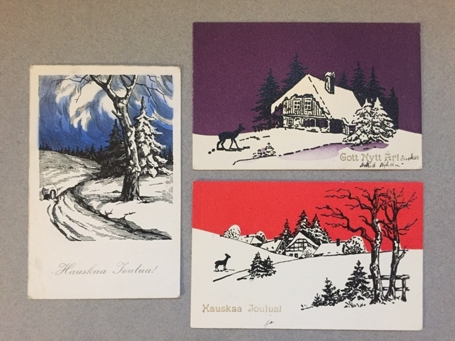 Kohokuvioiset  Joulukortit  1929-30 3kpl