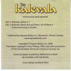 cd, The Kalevala - Runos 4-9 - Performed by Börje Vähämäki - - pikkukuva 3