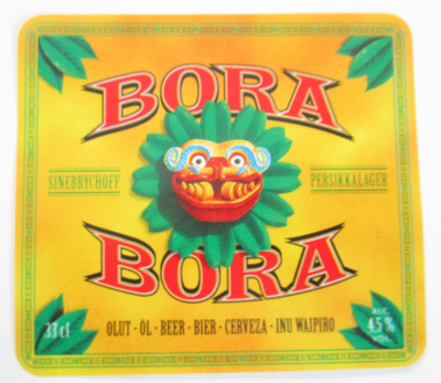 VANHA OLUT ETIKETTI - BORA BORA PERSIKKALAGER (K26-37)