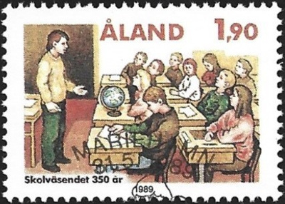 Åland 1989 Koululaitos 300 v EP leima Lape 036