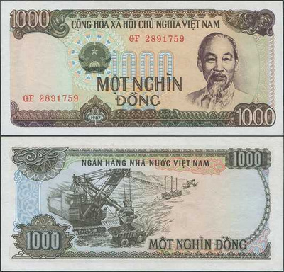 Vietnam 1000 Dong v.1987 (P-102) UNC harvinaisempi
