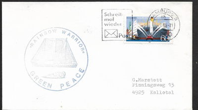 Postiläh. - BRD - Hamburg 1989 + laivalei. Rainbow Warrior