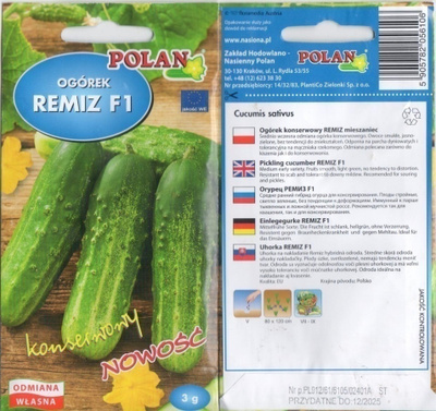 Kurkku "Remiz" F1 HUOM PÄiVÄYS! Ale -30% #