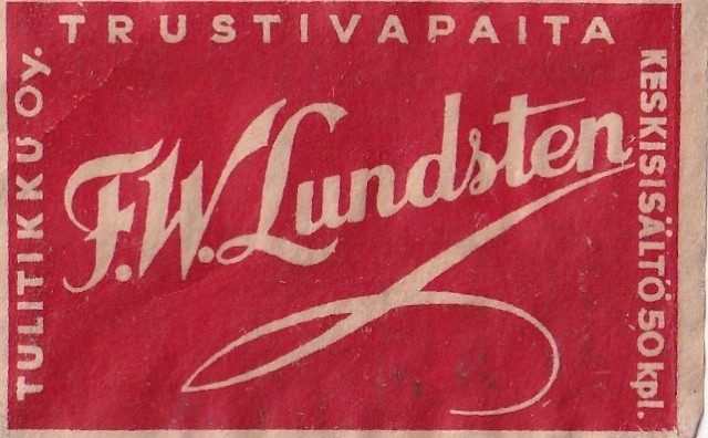 F.W. Lundsten . Tulitikku Oy   b482