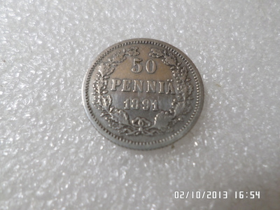 50  penniä  1891  hopeaa kl 7