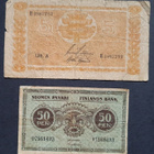 Vanhat setelit: 25 penniä 1918 ja 5 mk 1945 - pikkukuva 1