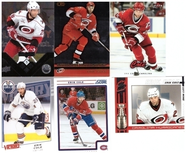 6 x ERIK COLE Hurricanes, Oilers, Canadiens