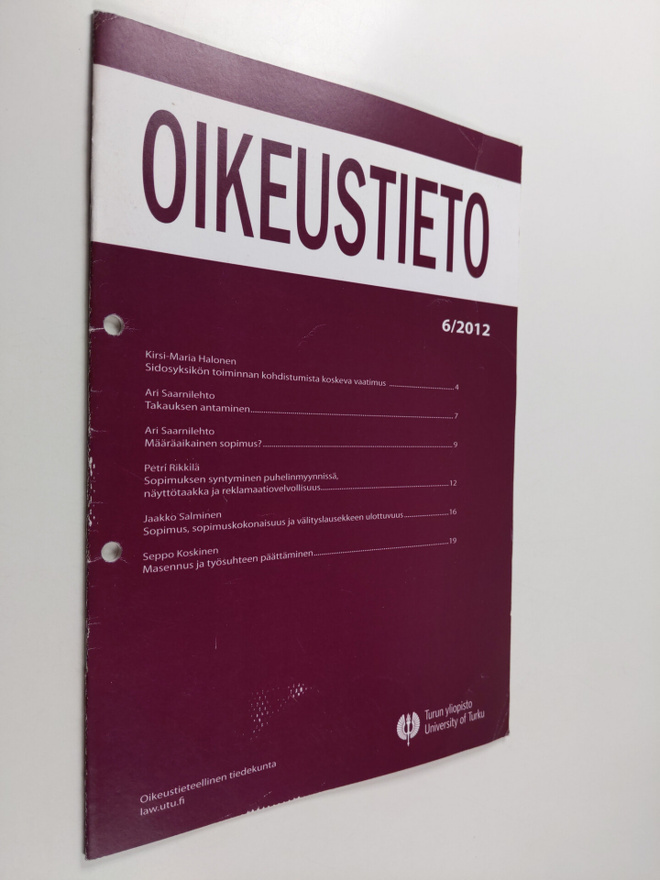 Oikeustieto 6/2012 : Turun yliopiston oikeustieteellisen ...
