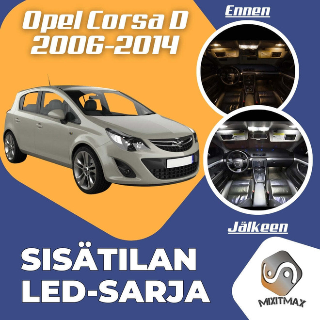 Opel Corsa D Sisätilan LED-sarja 11-osainen