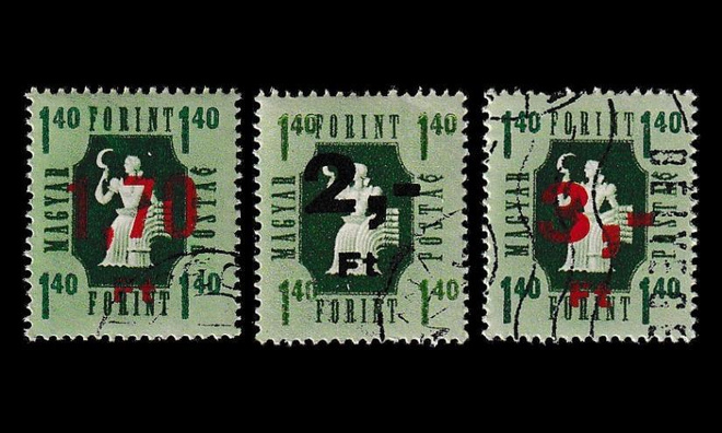 Unkari P_1-3 o Pakettimerkit (1953)