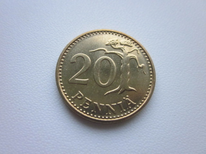 20 penniä, UNC, v. 1977