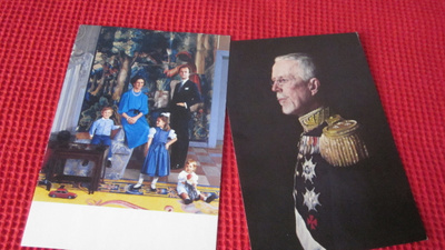 Postikortti Carl XVI Gustav med familj sekä Gustav V