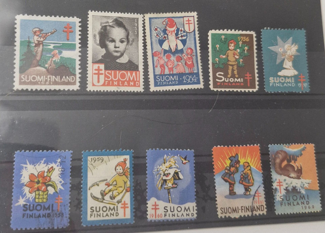 JOULUMERKKEJÄ ERÄ 10 ERILAISTA VUOSILTA 1951-1962