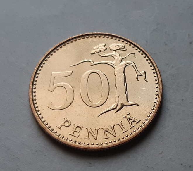 50 penniä, UNC, v. 1987 M