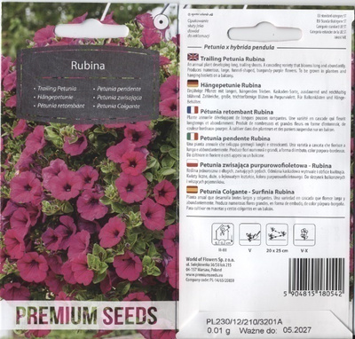 Riippupetunia "Rubina" - siemenet #
