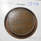 5 penniä 1908 Kl 7 rahakehyksessä - pikkukuva 1