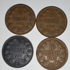 10 penniä 1907, 1916, 1917 4kpl - pikkukuva 1