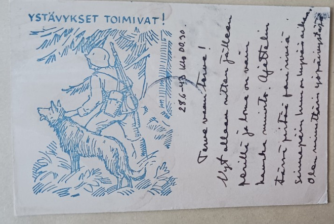 Ystävykset toimivat! Sotakoira ja sotilas, Kenttäp. 1943