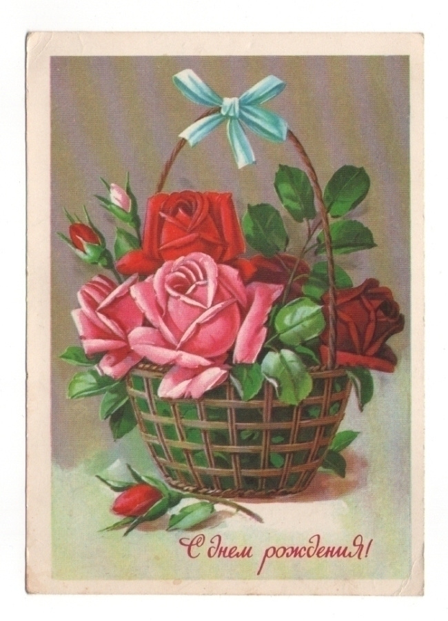 Ruusut korissa (piiretty kortti) (5S)