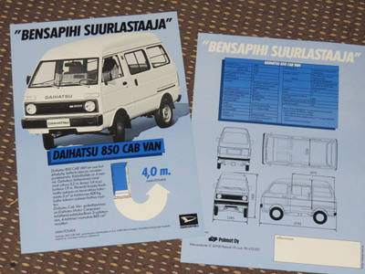 1983 Daihatsu 850 Cab Van esite - KUIN UUSI - suomalainen
