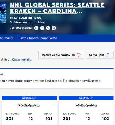 NHL Global Series: Seattle Kraken – Carolina Hurricanes 2kpl