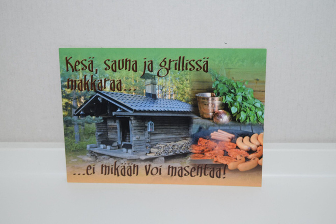 Postikortti (B) Kesä, sauna grilli